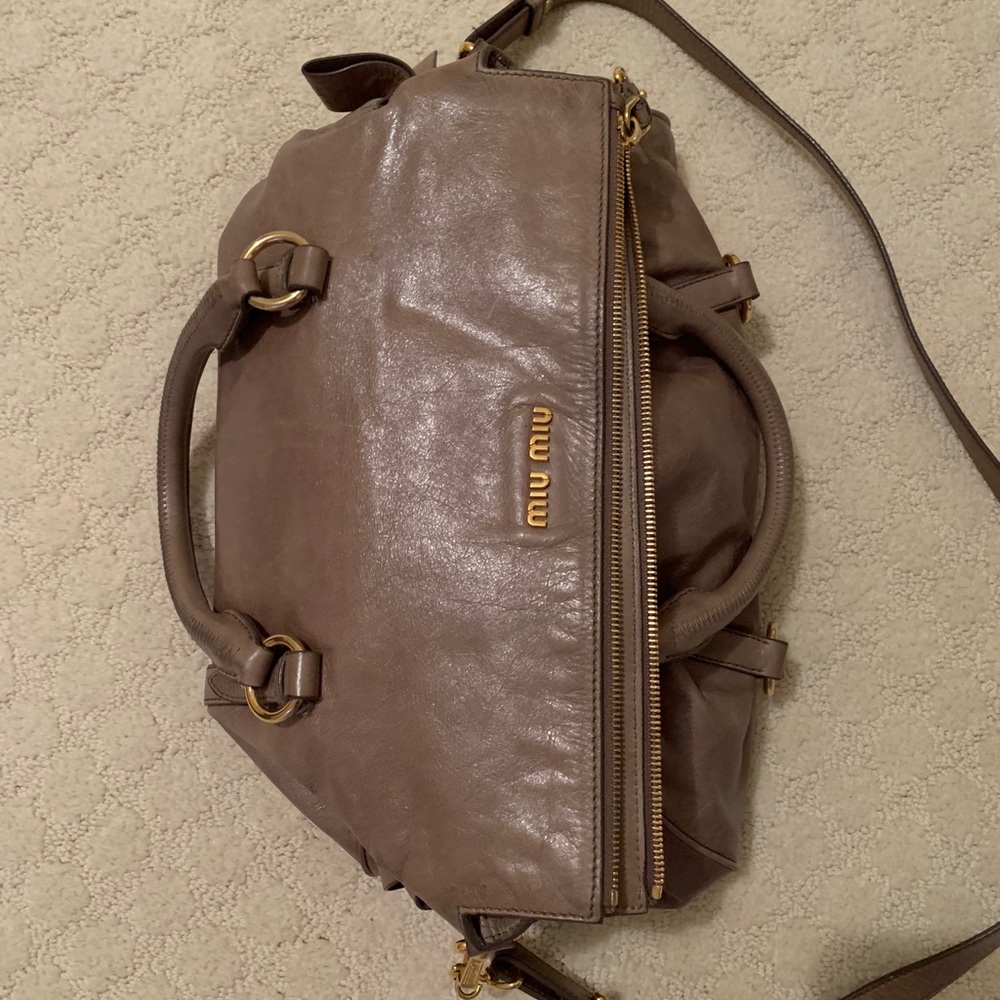 Miu Miu Vitello Lux Bow Fold Over Satchel Bag - image 6